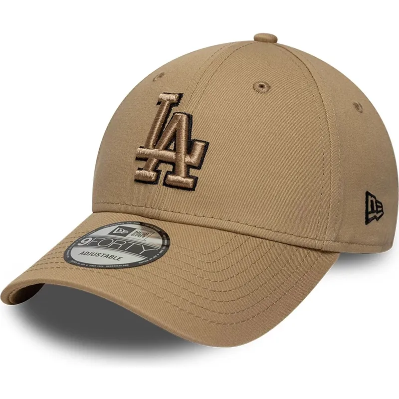 braune-verstellbare-curved-cap-mit-braunem-logo-9forty-outline-der-los-angeles-dodgers-mlb-von-new-era