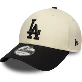 Gorra curva beige y negra ajustable 9FORTY Colour Block de Los Angeles Dodgers MLB de New Era
