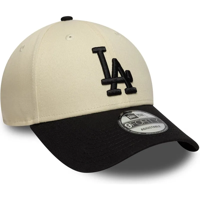 cappellino-con-visiera-curva-beige-e-nero-regolabile-9forty-colour-block-dei-los-angeles-dodgers-mlb-di-new-era