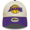 new-era-curved-brim-9forty-colour-block-los-angeles-lakers-nba-beige-and-purple-adjustable-cap