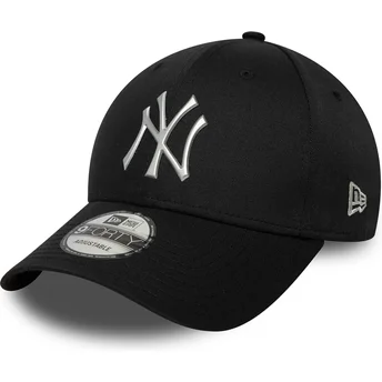 Cappellino curvo nero snapback 9FORTY Metallic di New York Yankees MLB di New Era