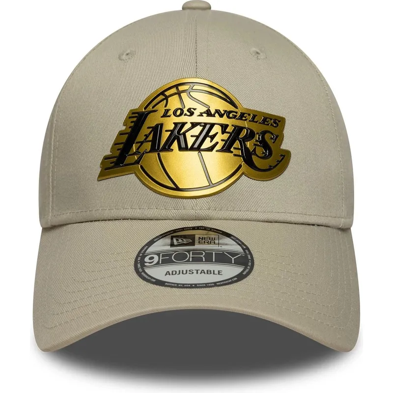 cappellino-curvo-beige-snapback-9forty-metallic-dei-los-angeles-lakers-nba-di-new-era