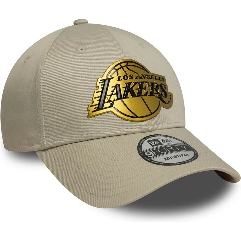 cappellino-curvo-beige-snapback-9forty-metallic-dei-los-angeles-lakers-nba-di-new-era