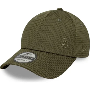 Cappellino con visiera curva verde snapback con logo verde 9FORTY Mesh Flawless dei Los Angeles Dodgers MLB di New Era