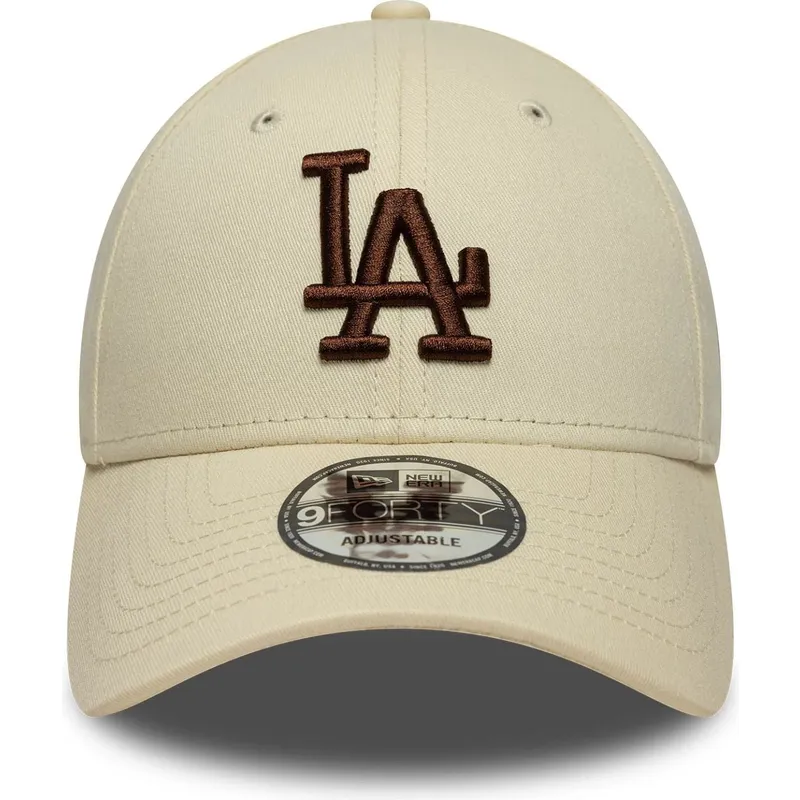 cappellino-con-visiera-curva-beige-regolabile-con-logo-marrone-9forty-league-essential-dei-los-angeles-dodgers-mlb-di-new-era