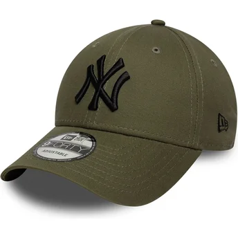 Casquette courbée verte ajustable avec logo noir 9FORTY League Essential New York Yankees MLB New Era
