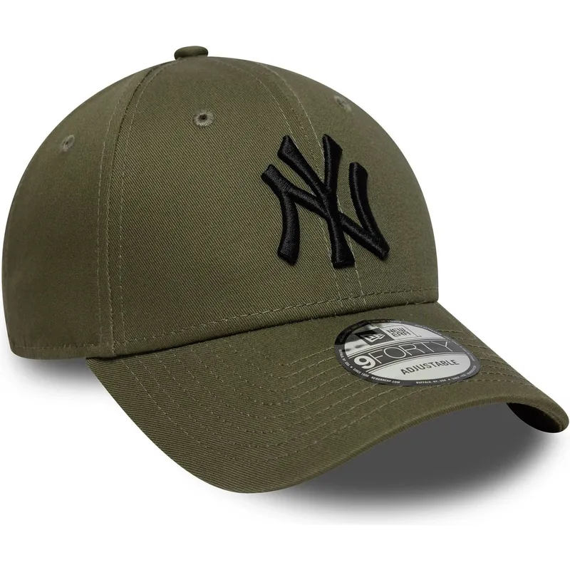grune-verstellbare-curved-cap-mit-schwarzem-logo-9forty-league-essential-der-new-york-yankees-mlb-von-new-era