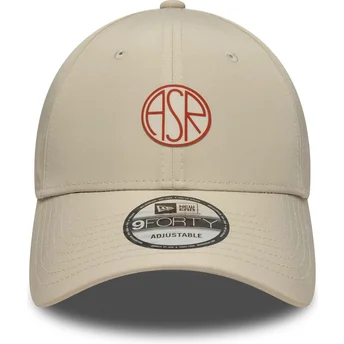 Beige verstellbare Curved Cap 9FORTY Streetwear der Associazione Sportiva Roma Serie A von New Era