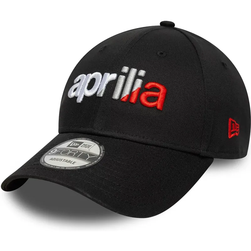 sort-justerbar-curved-kasket-9forty-wordmark-aprilia-piaggio-fra-new-era