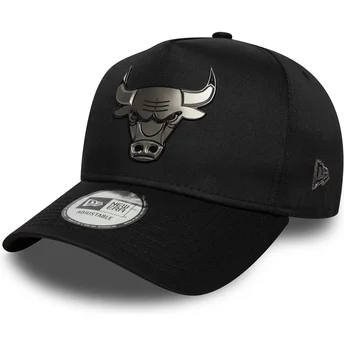 Casquette courbée noire snapback 9FORTY E Frame Metallic Chicago Bulls NBA New Era