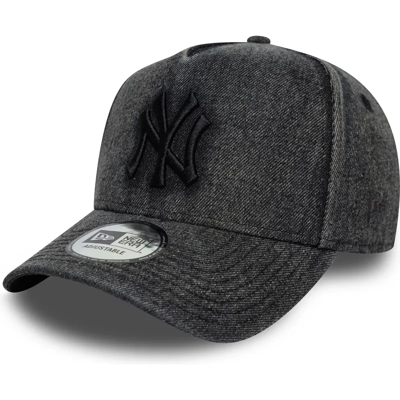 cappellino-curvo-nero-snapback-9forty-e-frame-denim-di-new-york-yankees-mlb-di-new-era
