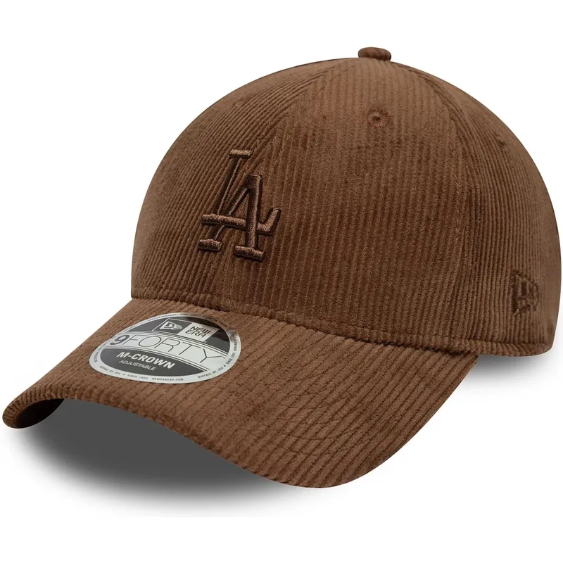 casquette-courbee-marron-ajustable-avec-logo-marron-9forty-m-crown-cord-los-angeles-dodgers-mlb-new-era