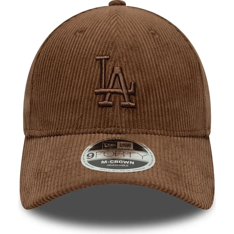 cappellino-con-visiera-curva-marrone-regolabile-con-logo-marrone-9forty-m-crown-cord-dei-los-angeles-dodgers-mlb-di-new-era