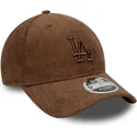 braune-verstellbare-curved-cap-mit-braunem-logo-9forty-m-crown-cord-der-los-angeles-dodgers-mlb-von-new-era