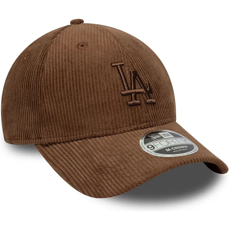 new-era-curved-brim-brown-logo-9forty-m-crown-cord-los-angeles-dodgers-mlb-brown-adjustable-cap