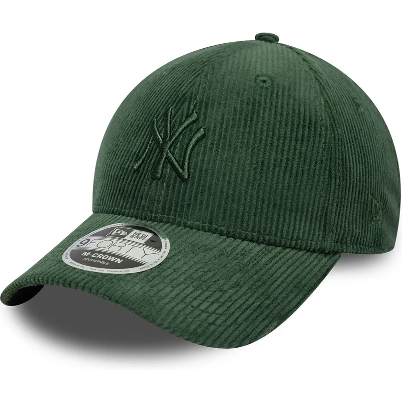 casquette-courbee-verte-ajustable-avec-logo-vert-9forty-m-crown-cord-new-york-yankees-mlb-new-era