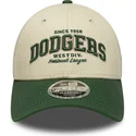 cappellino-curvo-beige-e-verde-regolabile-9forty-m-crown-wordmark-dei-los-angeles-dodgers-mlb-di-new-era