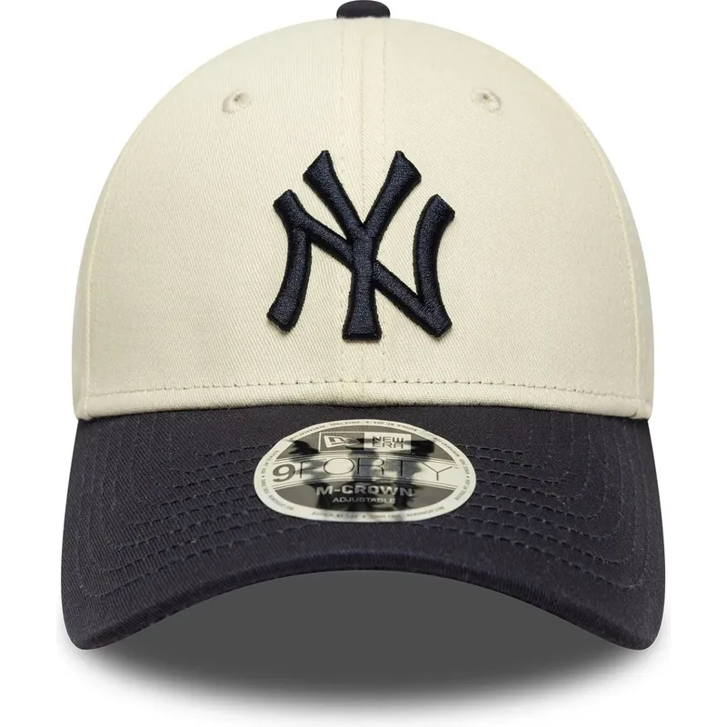 new-era-curved-brim-9forty-m-crown-new-york-yankees-mlb-beige-and-navy-blue-snapback-cap