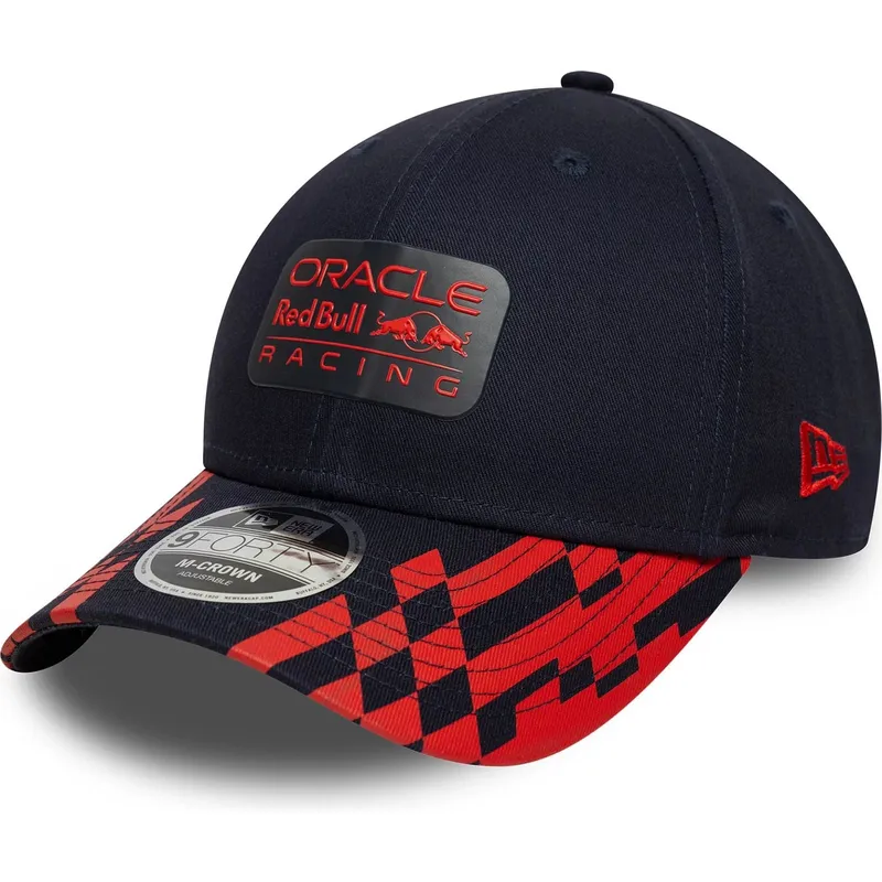 cappellino-visiera-curva-blu-marino-e-rosso-snapback-9forty-m-crown-visor-print-di-red-bull-racing-formula-1-di-new-era