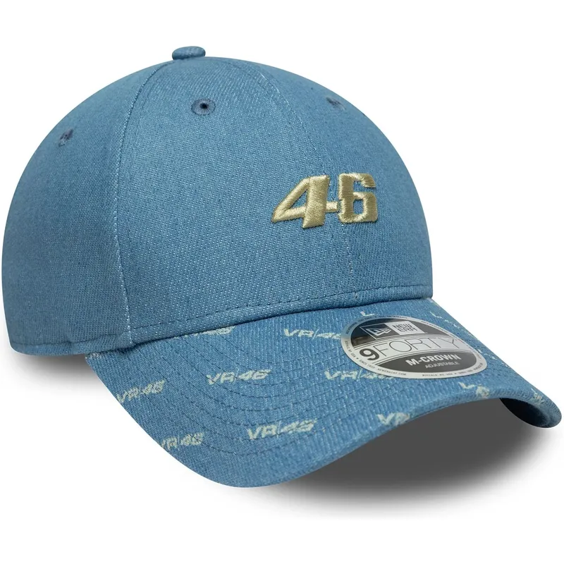casquette-courbee-bleue-snapback-9forty-m-crown-denim-valentino-rossi-vr46-motogp-new-era
