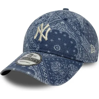 Cappellino curvo blu regolabile 9TWENTY Washed Paisley dei New York Yankees MLB di New Era