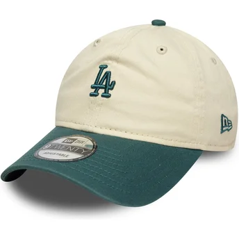 Cappellino curvo beige e verde regolabile 9TWENTY Mini Washed dei Los Angeles Dodgers MLB di New Era