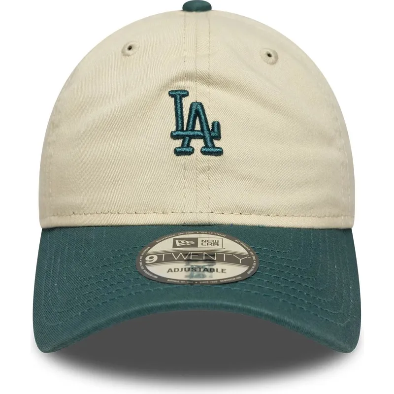 bojd-beige-och-gron-justerbar-keps-9twenty-mini-washed-fran-los-angeles-dodgers-mlb-av-new-era