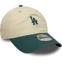 czapka-z-zakrzywionym-daszkiem-bezowo-zielona-regulowana-9twenty-mini-washed-los-angeles-dodgers-mlb-new-era