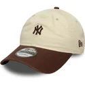 new-era-curved-brim-9twenty-mini-washed-new-york-yankees-mlb-beige-and-brown-adjustable-cap