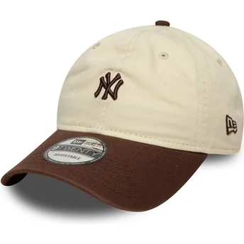 Buet kasket beige og brun justerbar 9TWENTY Mini Washed fra New York Yankees MLB fra New Era