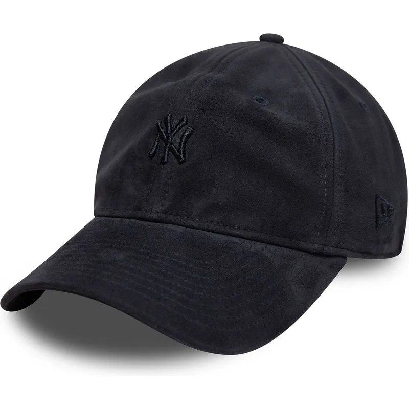justerbar-marinebla-buet-kasket-med-marineblat-logo-9twenty-suede-fra-new-york-yankees-mlb-fra-new-era
