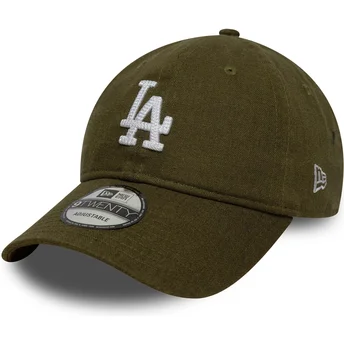 Cappellino curvo verde regolabile 9TWENTY Linen dei Los Angeles Dodgers MLB di New Era