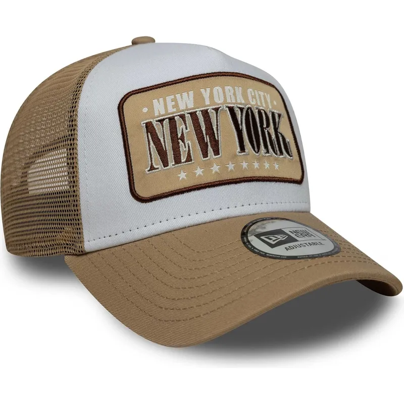 vit-och-brun-trucker-keps-a-frame-location-new-york-stader-och-strander-fran-new-era