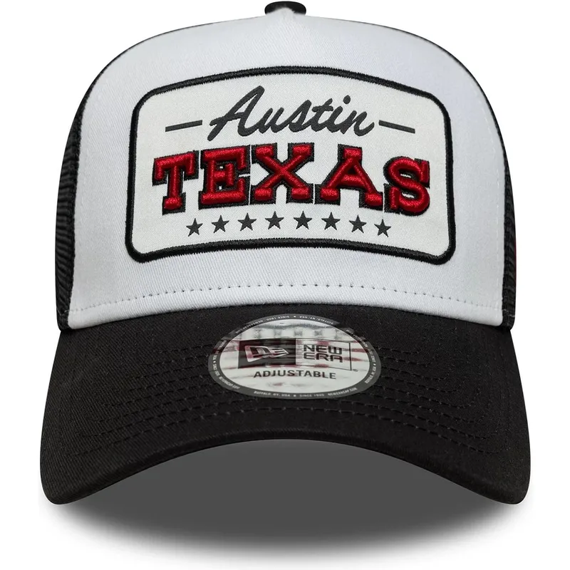 cappellino-trucker-bianco-e-nero-a-frame-location-di-austin-citta-e-spiagge-texas-di-new-era
