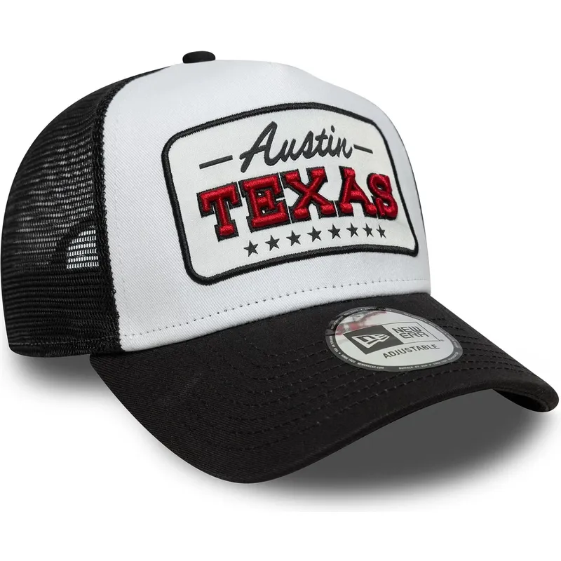 hvid-og-sort-a-frame-location-trucker-kasket-fra-austin-byer-og-strande-texas-fra-new-era