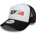 hvid-og-sort-trucker-kasket-a-frame-wordmark-fra-aprilia-piaggio-fra-new-era