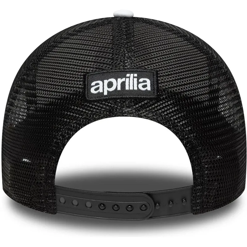 weisse-und-schwarze-e-frame-trucker-cap-von-aprilia-piaggio-von-new-era