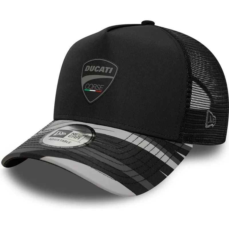 cappellino-trucker-nero-e-frame-print-di-ducati-motor-motogp-di-new-era