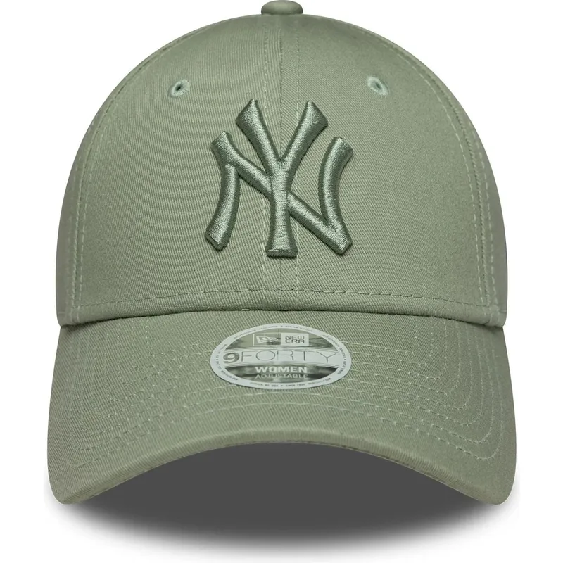 cappellino-con-visiera-curva-verde-chiaro-regolabile-con-logo-verde-da-donna-9forty-league-essential-dei-new-york-yankees-mlb-di