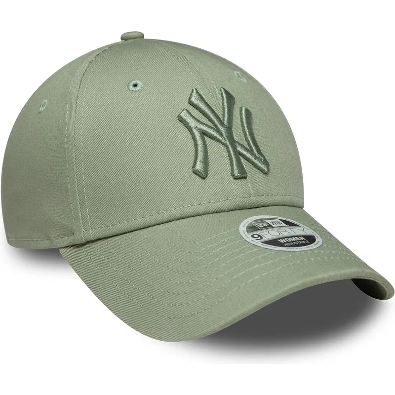 casquette-courbee-verte-claire-ajustable-avec-logo-vert-pour-femme-9forty-league-essential-new-york-yankees-mlb-new-era