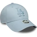 casquette-courbee-bleue-claire-ajustable-avec-logo-bleu-pour-femme-9forty-metallic-logo-los-angeles-dodgers-mlb-new-era