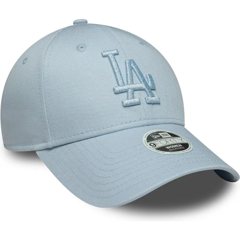 ljusbla-justerbar-kurvad-keps-med-bla-logotyp-for-dam-9forty-metallic-logo-fran-los-angeles-dodgers-mlb-av-new-era