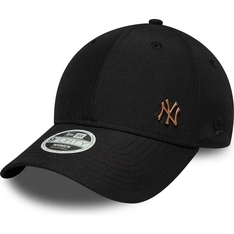 buet-sort-justerbar-kasket-med-bronzelogo-til-kvinder-9forty-flawless-fra-new-york-yankees-mlb-fra-new-era