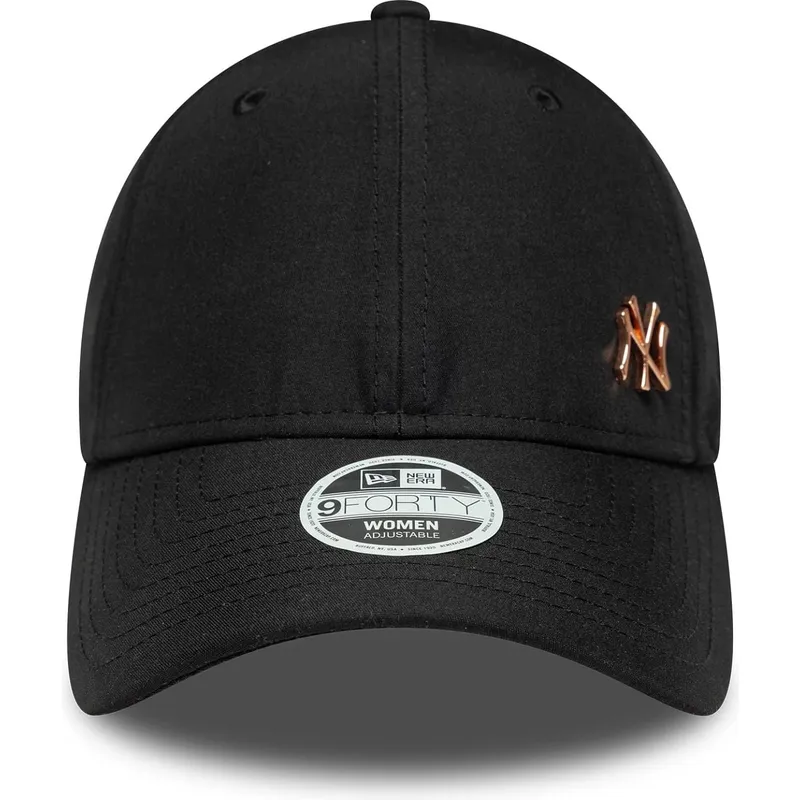 cappellino-curvo-nero-regolabile-con-logo-bronzo-da-donna-9forty-flawless-dei-new-york-yankees-mlb-di-new-era