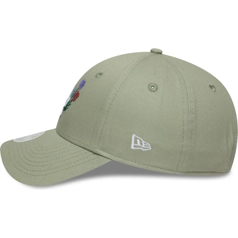 new-era-curved-brim-women-9forty-floral-icon-los-angeles-dodgers-mlb-light-green-adjustable-cap