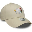 cappellino-curvo-beige-regolabile-da-donna-9forty-floral-icon-dei-new-york-yankees-mlb-di-new-era