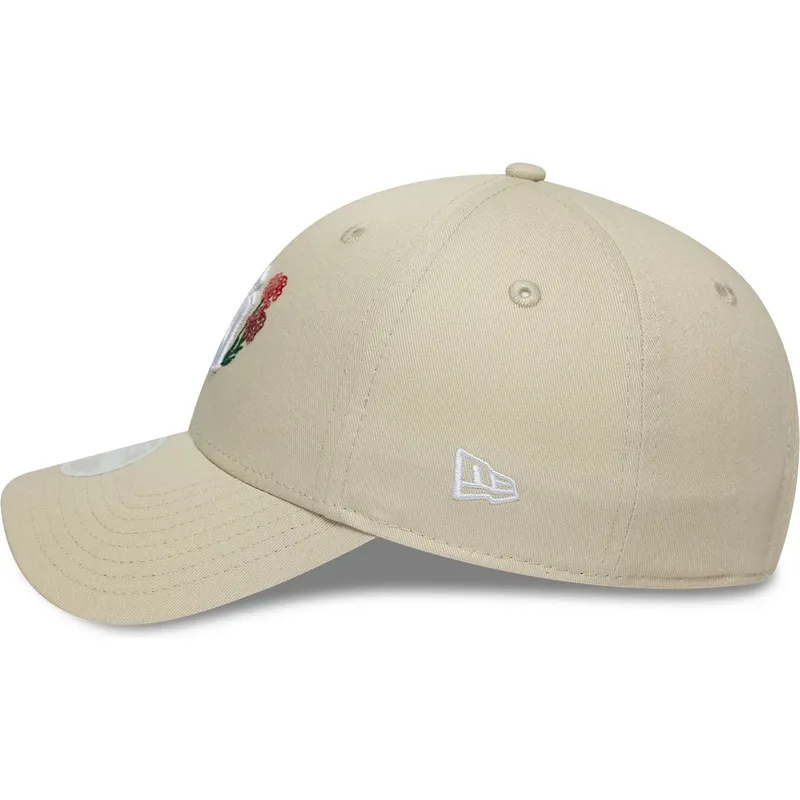 buet-beige-justerbar-kasket-til-kvinder-9forty-floral-icon-fra-new-york-yankees-mlb-fra-new-era