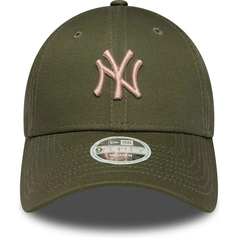cappellino-curvo-verde-regolabile-con-logo-rosa-da-donna-9forty-league-essential-midi-dei-new-york-yankees-mlb-di-new-era
