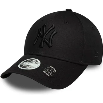 Sort justerbar buet kasket med sort logo til kvinder 9FORTY Bow Back fra New York Yankees MLB fra New Era