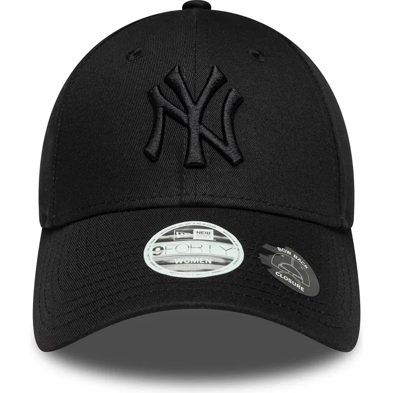 casquette-courbee-noire-ajustable-avec-logo-noir-pour-femme-9forty-bow-back-new-york-yankees-mlb-new-era